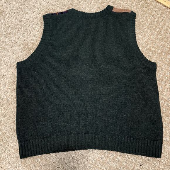 WOOLRICH 100% Wool Sweater Vest Mallard Size M V Neck Teacher - Picture 6 of 9